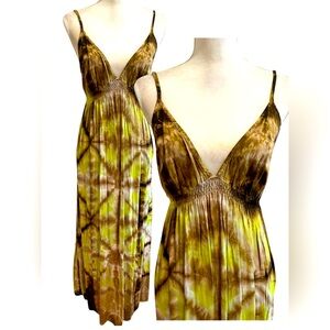 Lucky Brand Brown and Yellow Maxi Dress